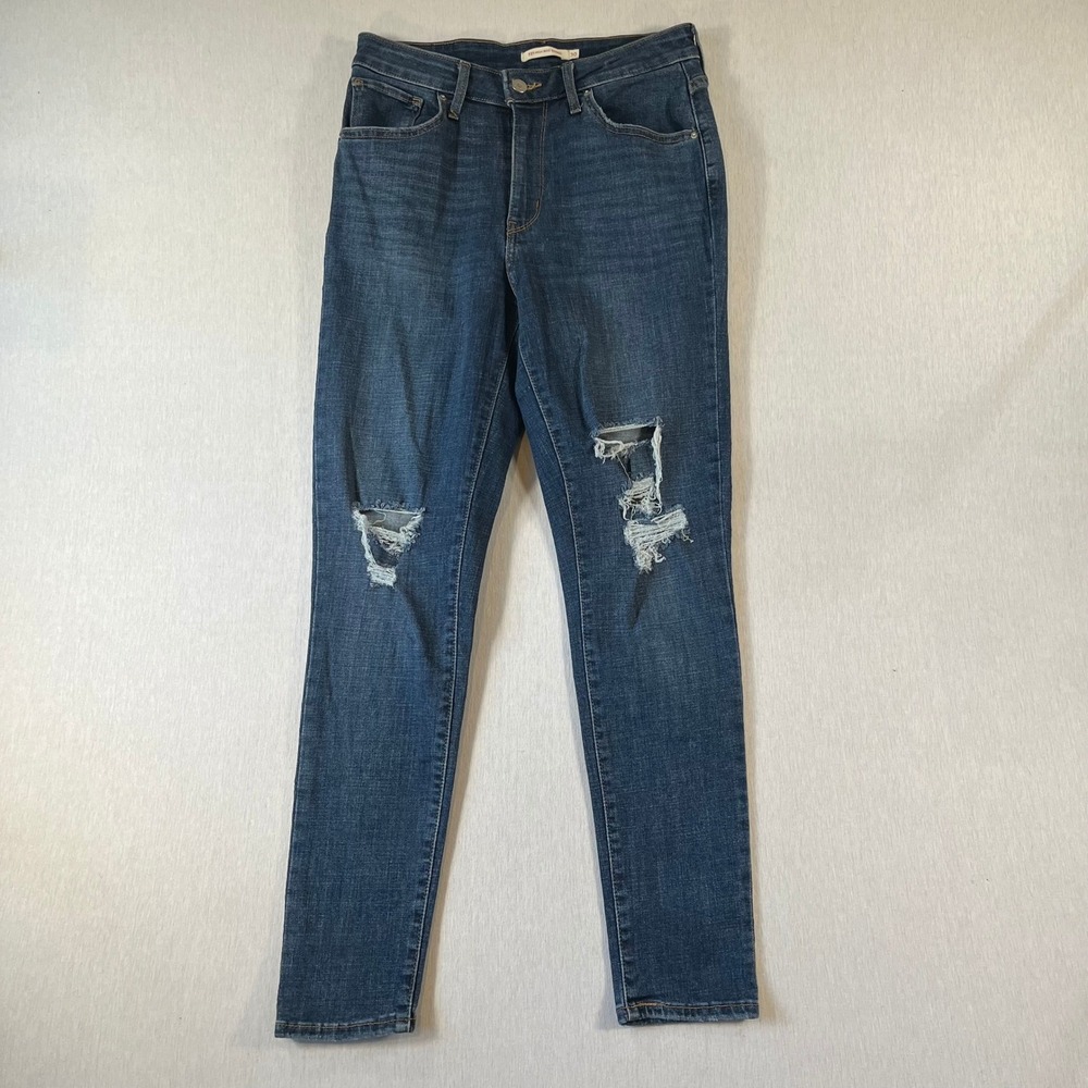 Levis 721 Jeans Women 30 High Rise Skinny Distressed Ripped Denim 27" Inseam